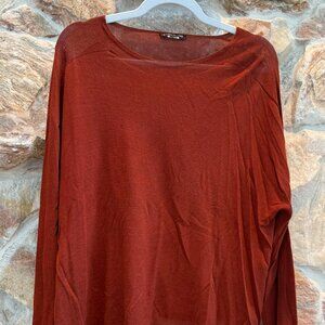 Eileen Fisher Red Rust Long Sleeve Casual Shirt size Medium